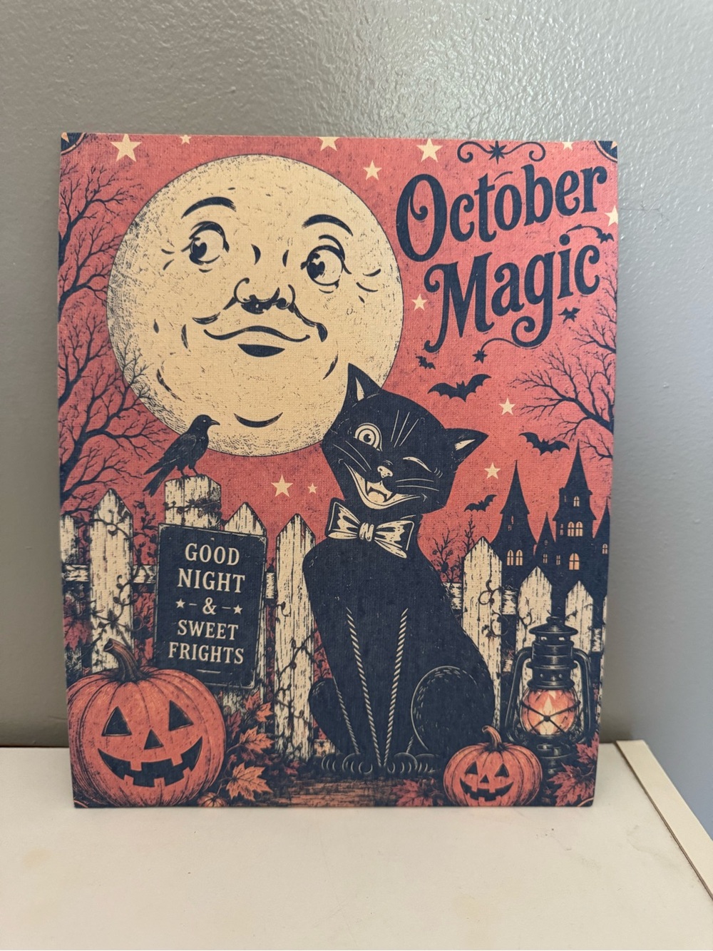 October Magic Halloween Wall Art - Black & Orange